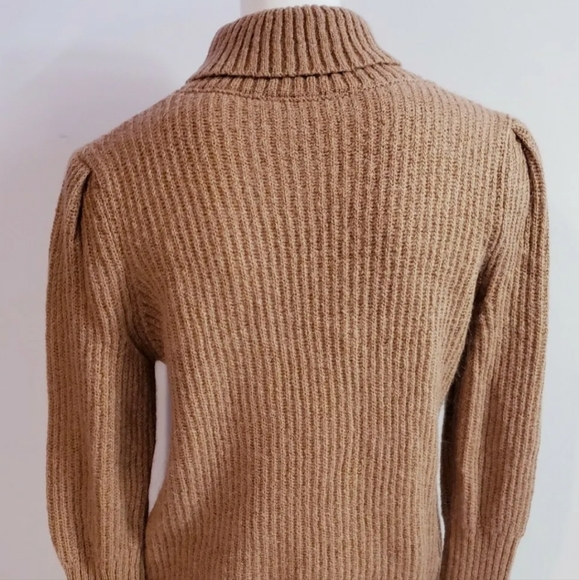 Attic & Barn Women's Tan Knit Blend Mohair Turtleneck Balloon Sleeve Sweater! M - Picture 5 of 8